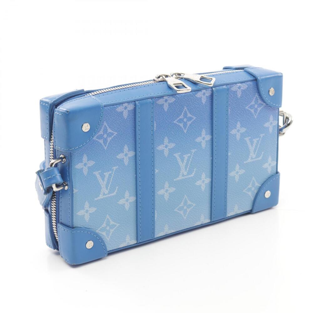 Louis Vuitton Monogram Trunk Bag Blue Soft Wallet Canvas Shoulder Leather
